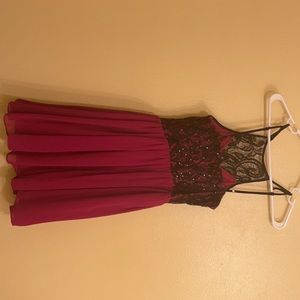 maroon halter top dress